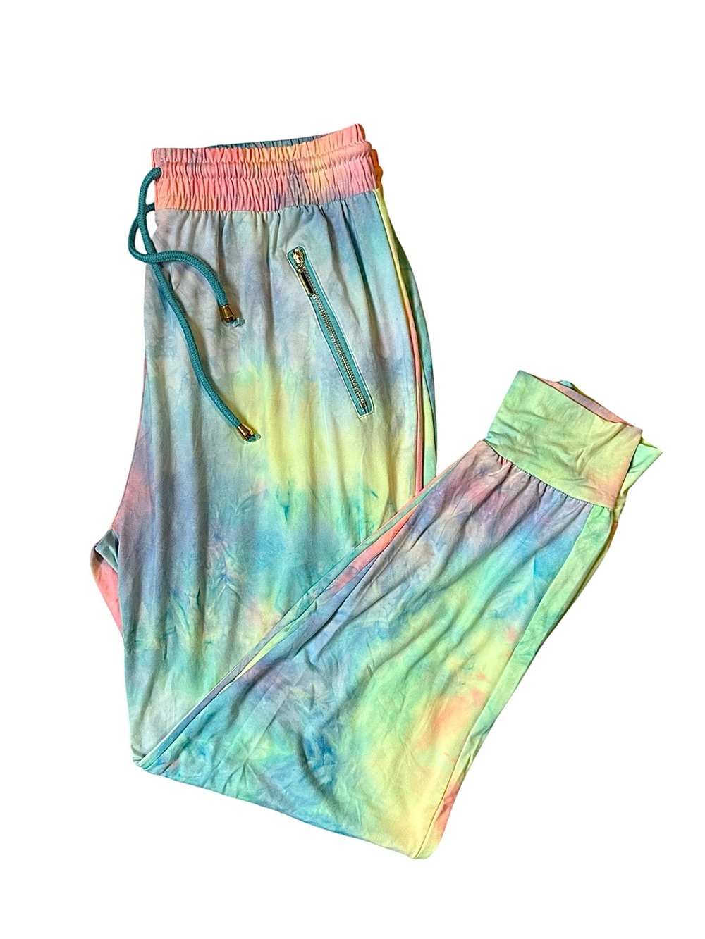 Indero High Rise Multi Colored Rainbow Ankle Length Joggers Size L/XL